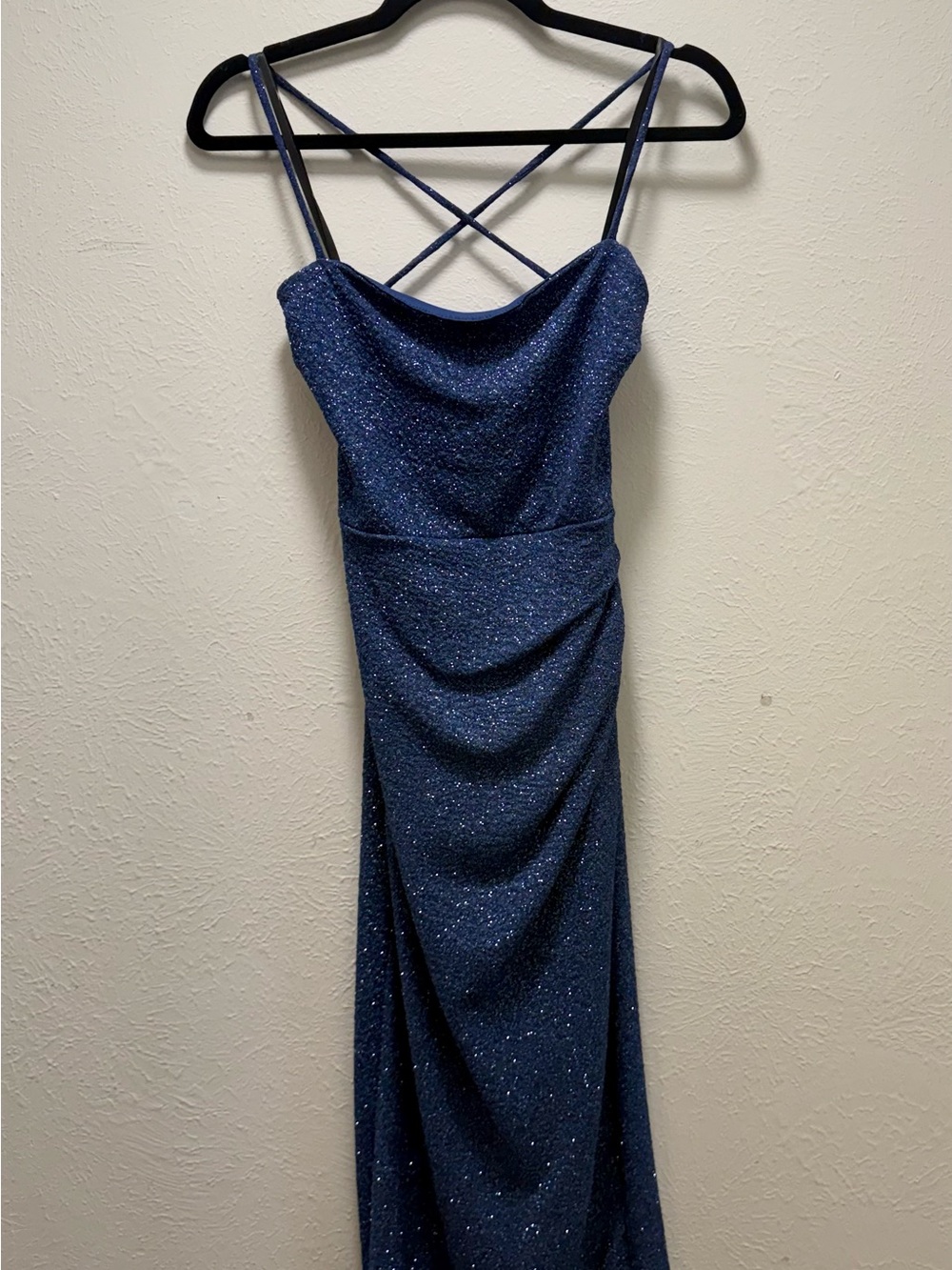 Windsor Navy Sparkle Cowl Neck Strap Dress